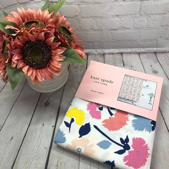 NWT Designer Kate Spade ♠️ Shower Curtain gala floral peach - Picture 1 of 6